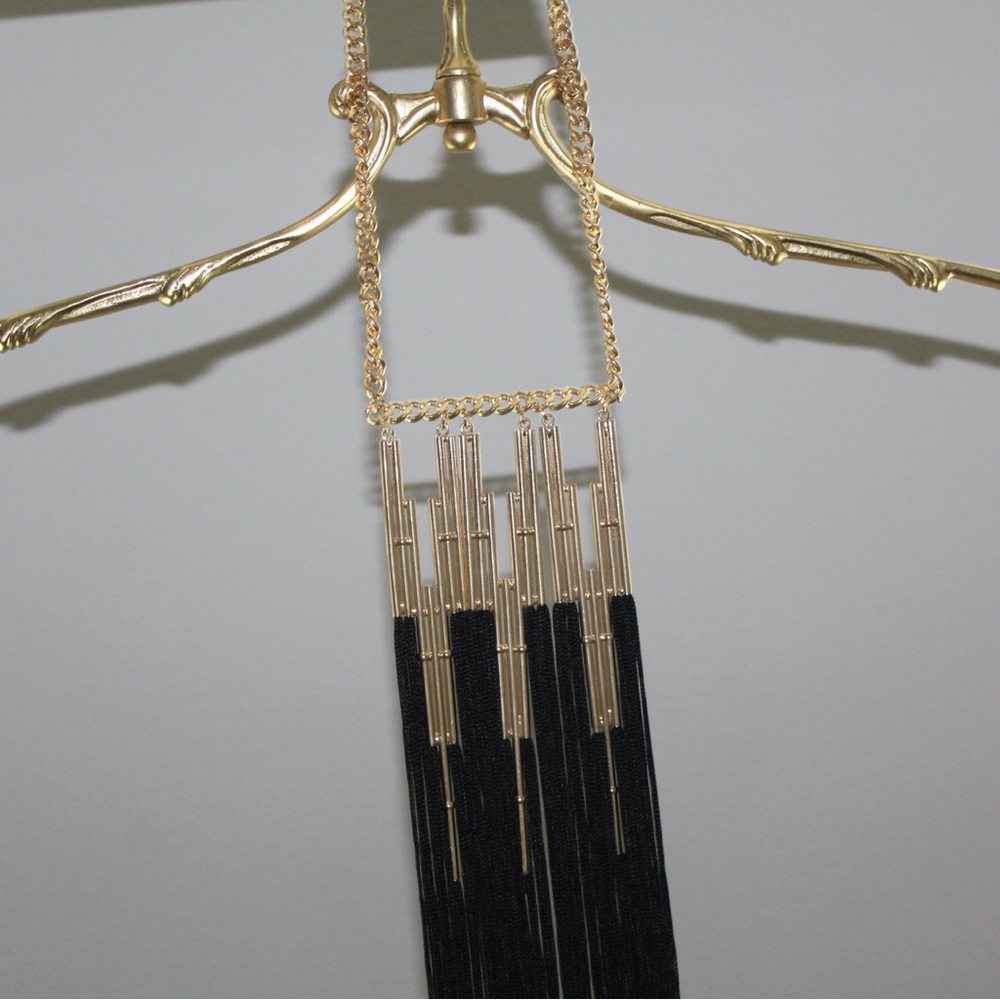 bebe Metal Bar & Long Fringe Statement Necklace - Picture 6 of 13